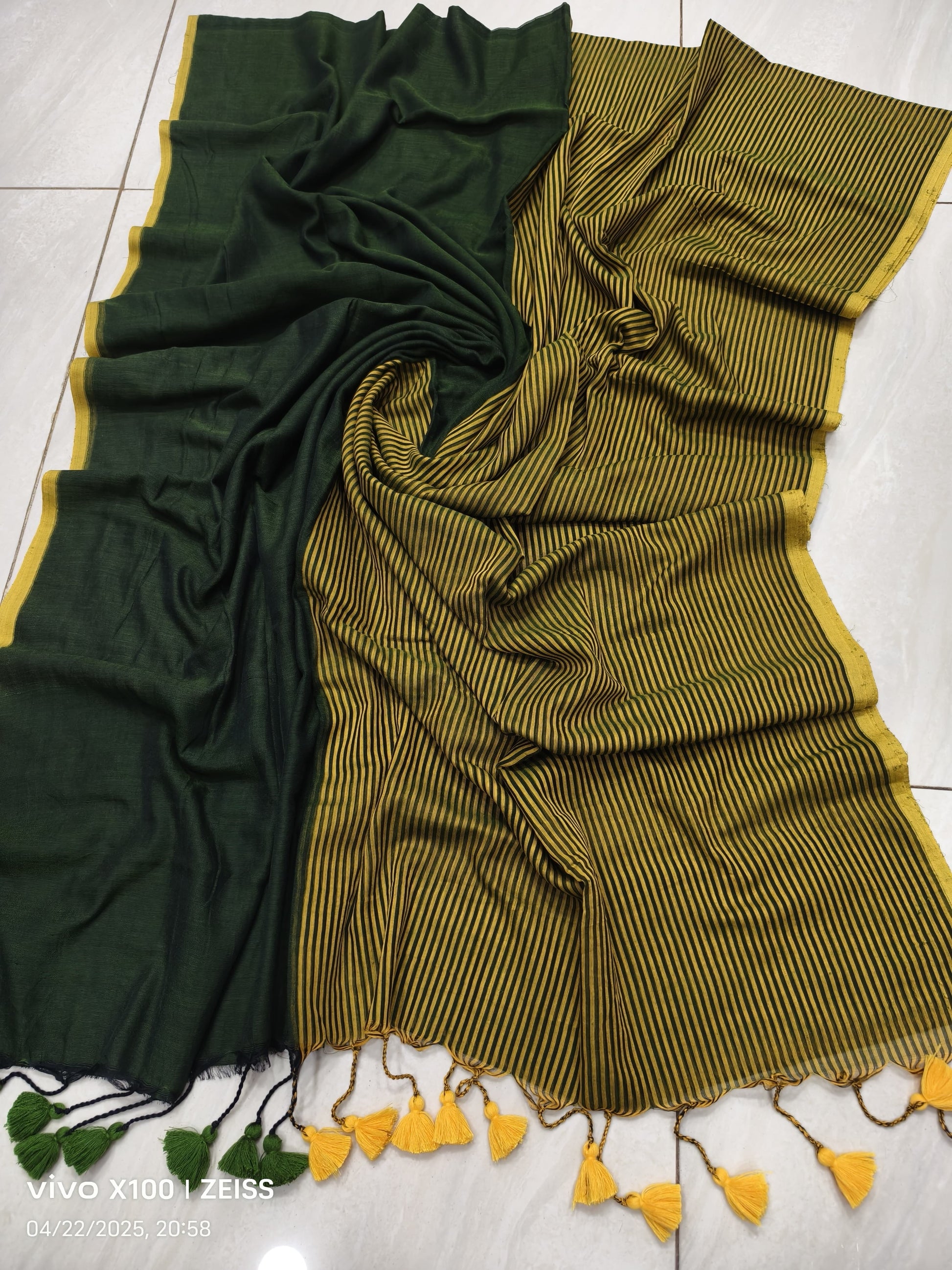 Striped Mulmul Cotton Saree