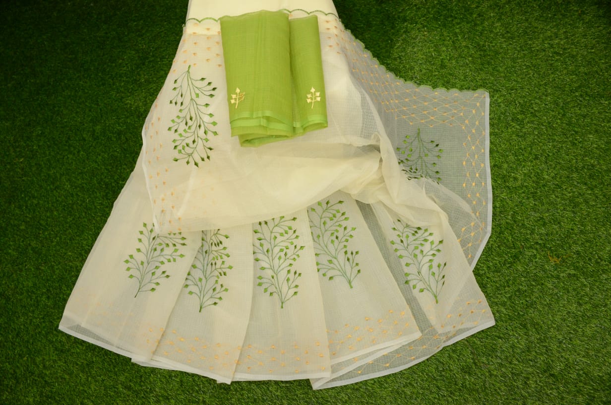 Kota Doria Embroidery Saree