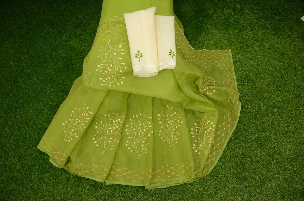 Kota Doria Embroidery Saree
