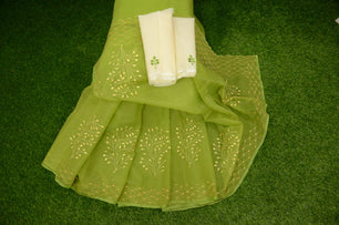 Kota Doria Embroidery Saree