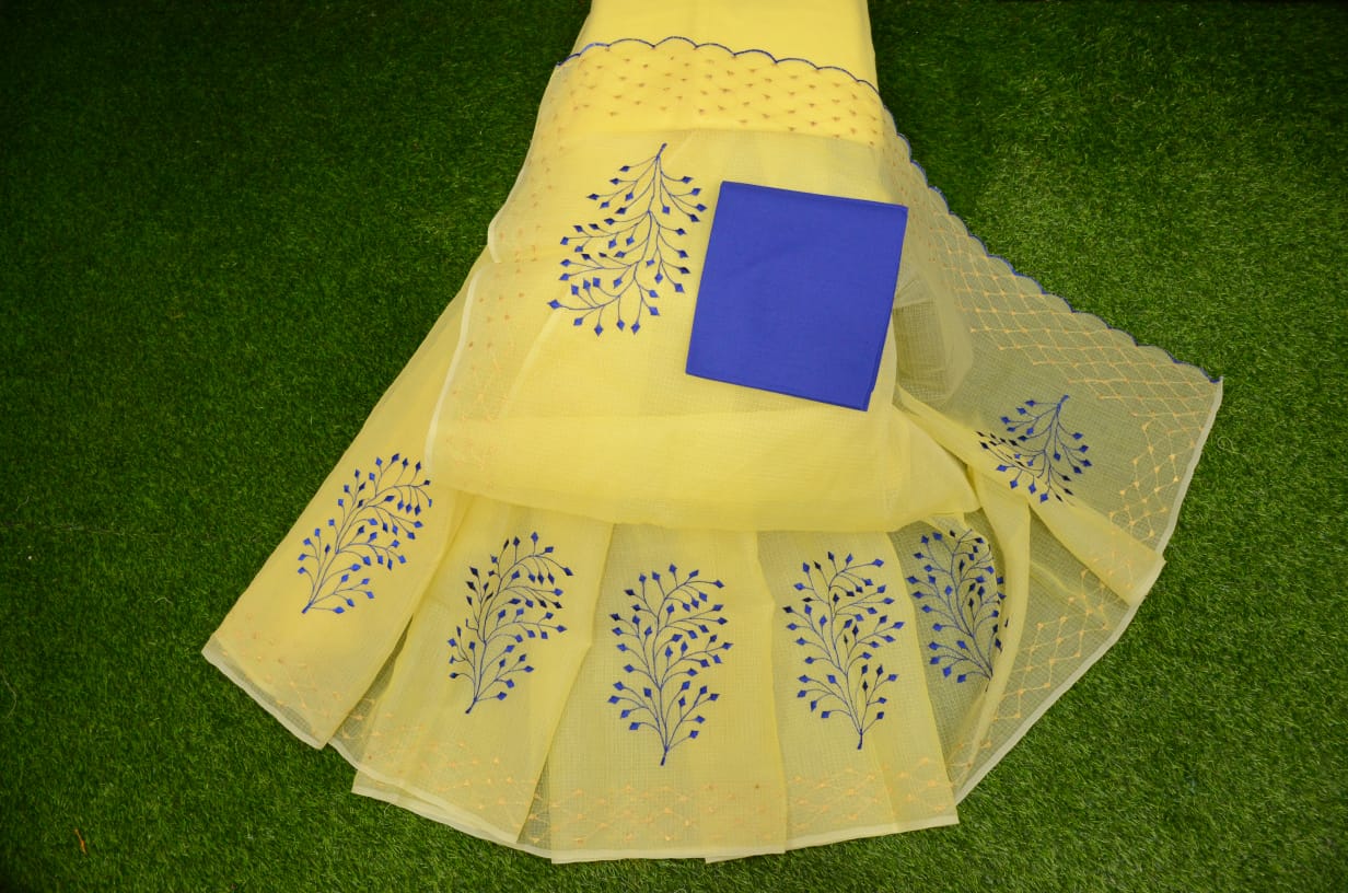 Kota Doria Embroidery Saree