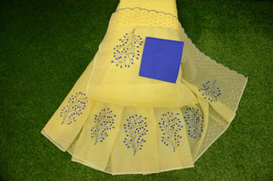 Kota Doria Embroidery Saree