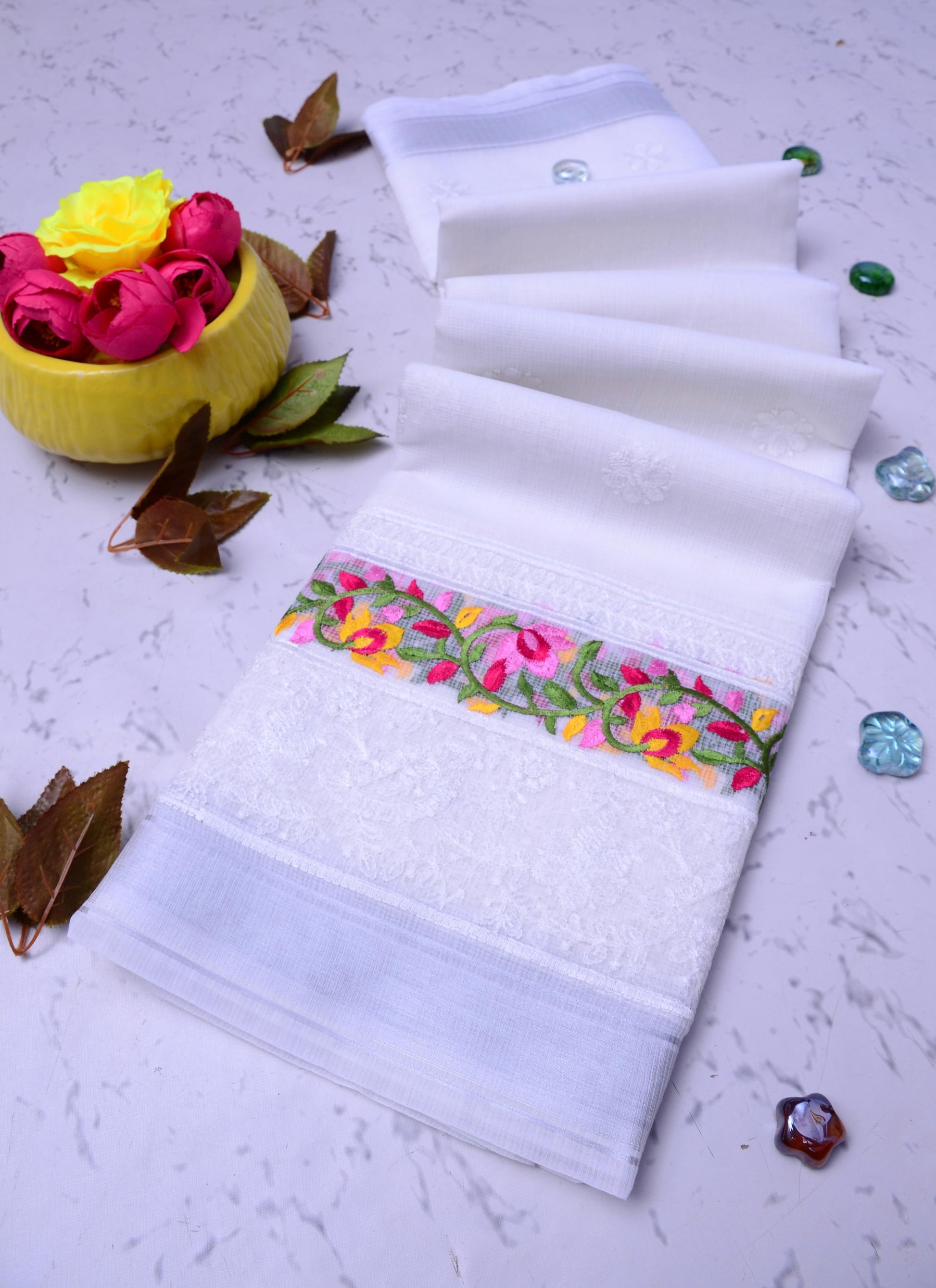 Kota Doria Embroidery Saree
