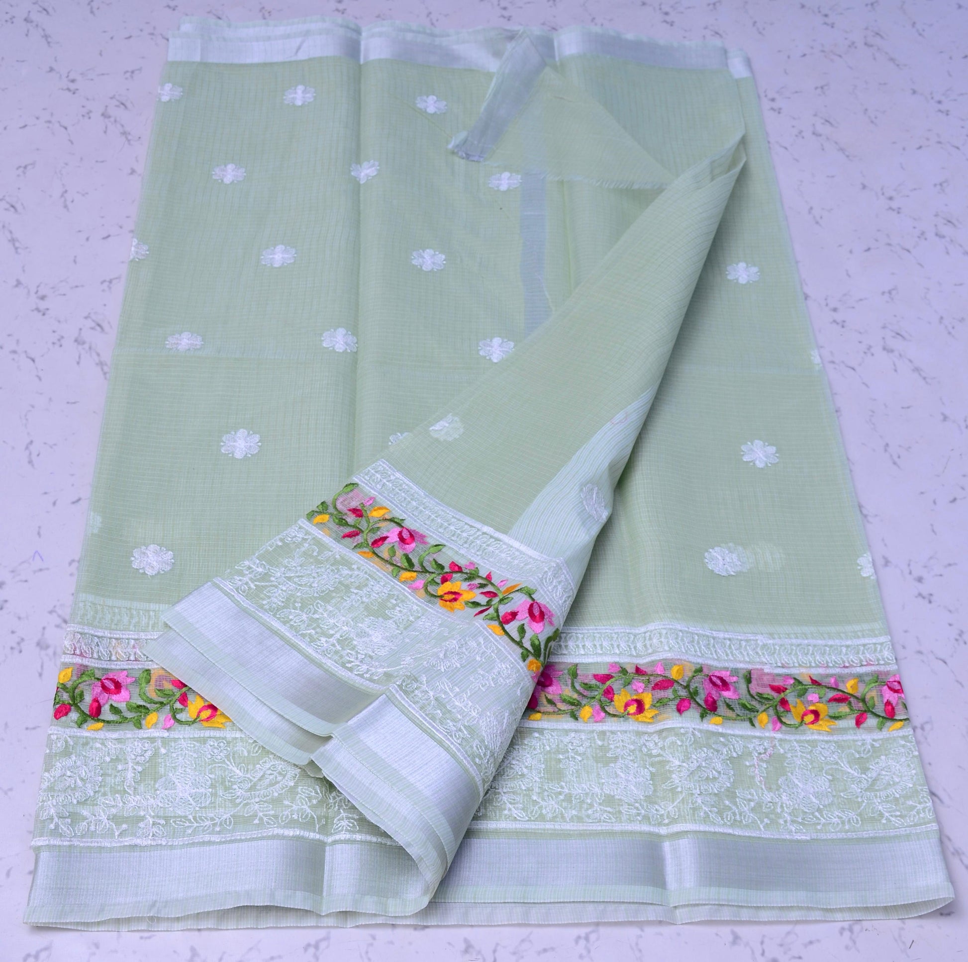 Kota Doria Embroidery Saree
