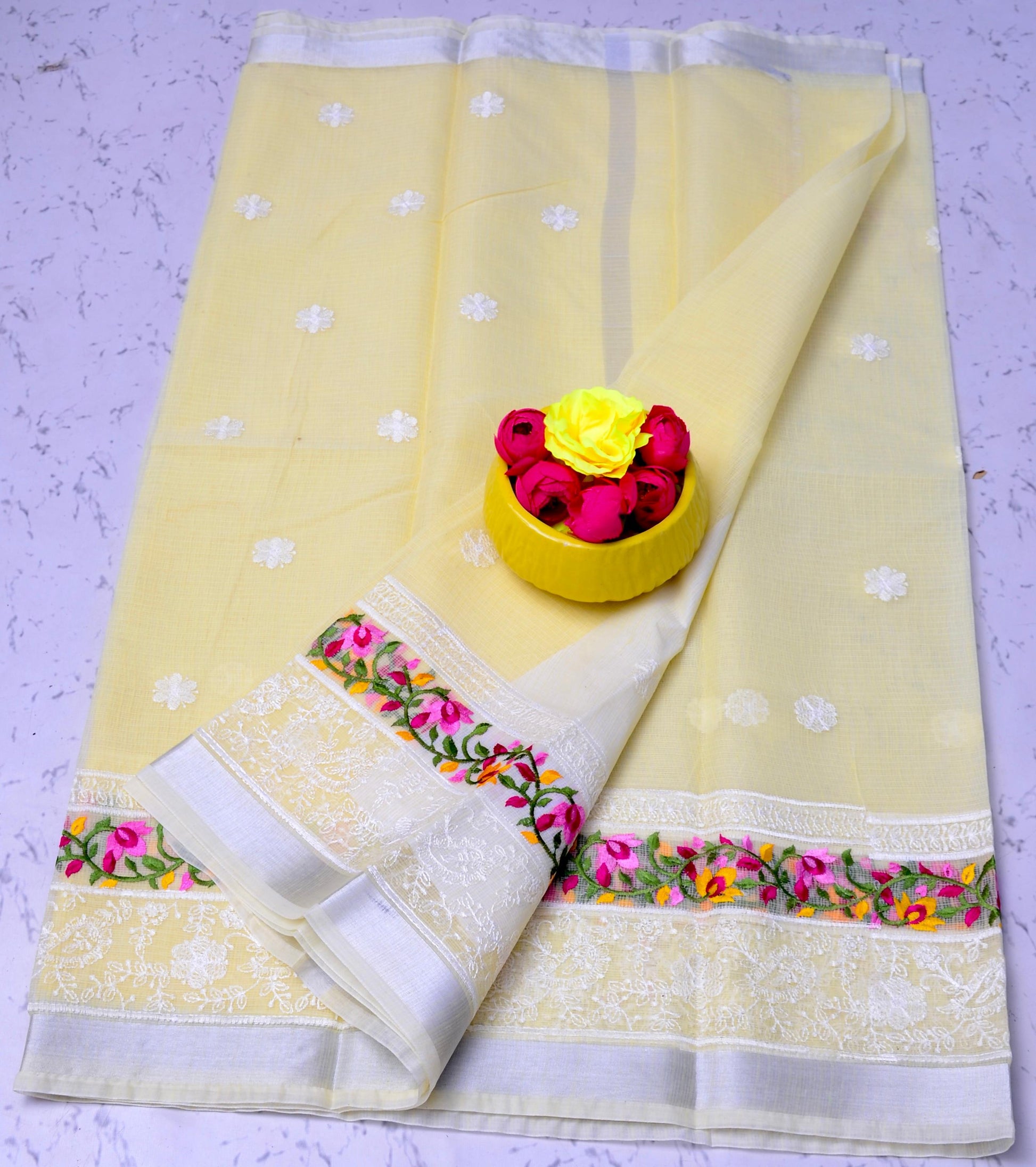 Kota Doria Embroidery Saree