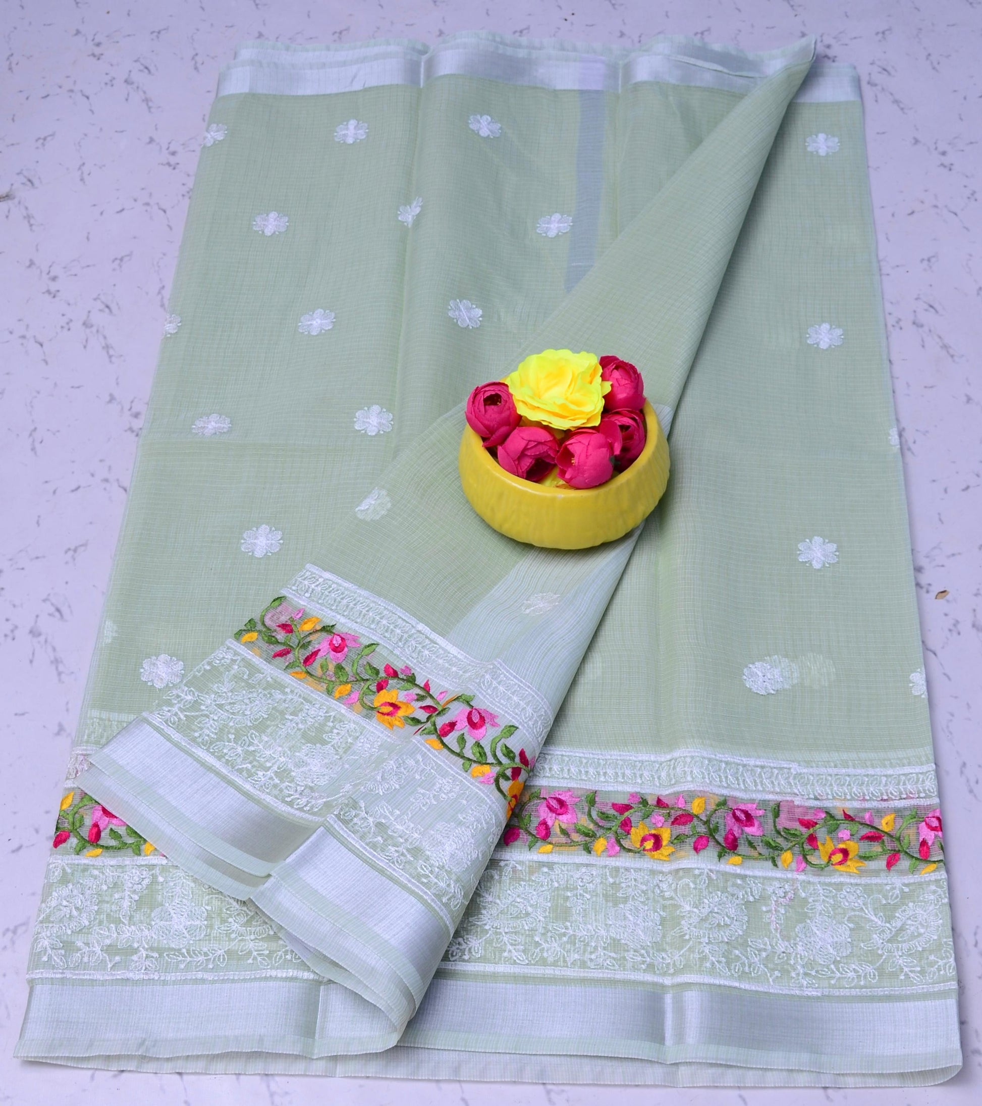 Kota Doria Embroidery Saree