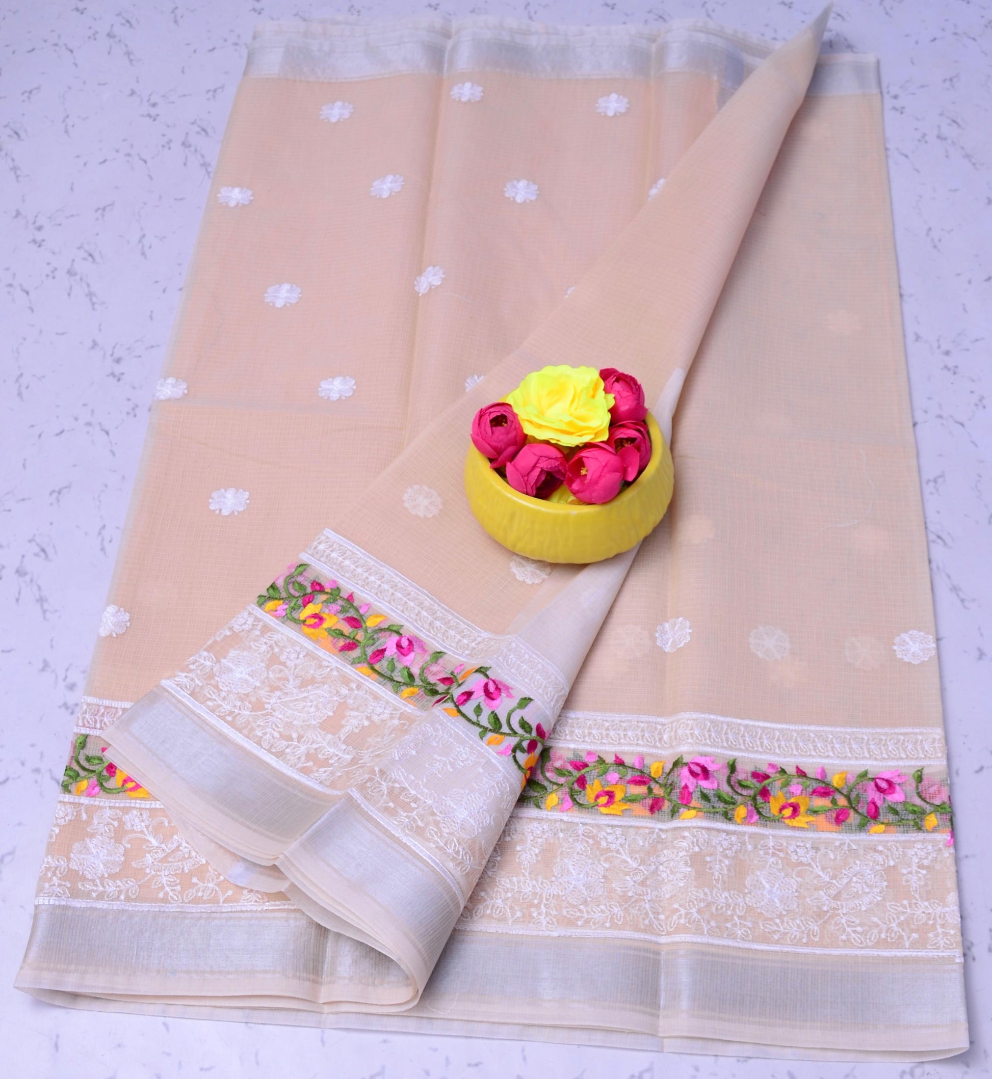 Kota Doria Embroidery Saree