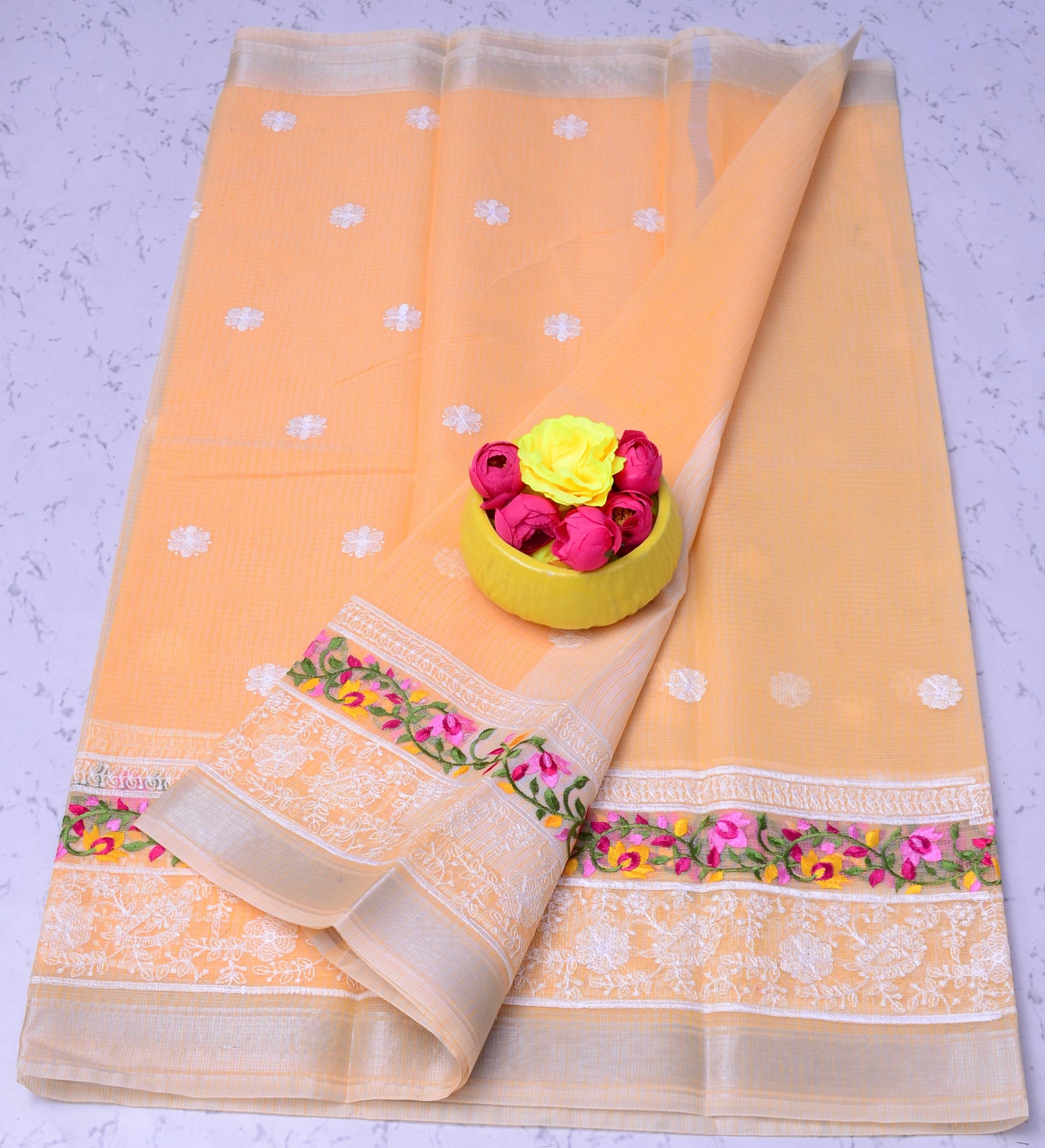 Kota Doria Embroidery Saree