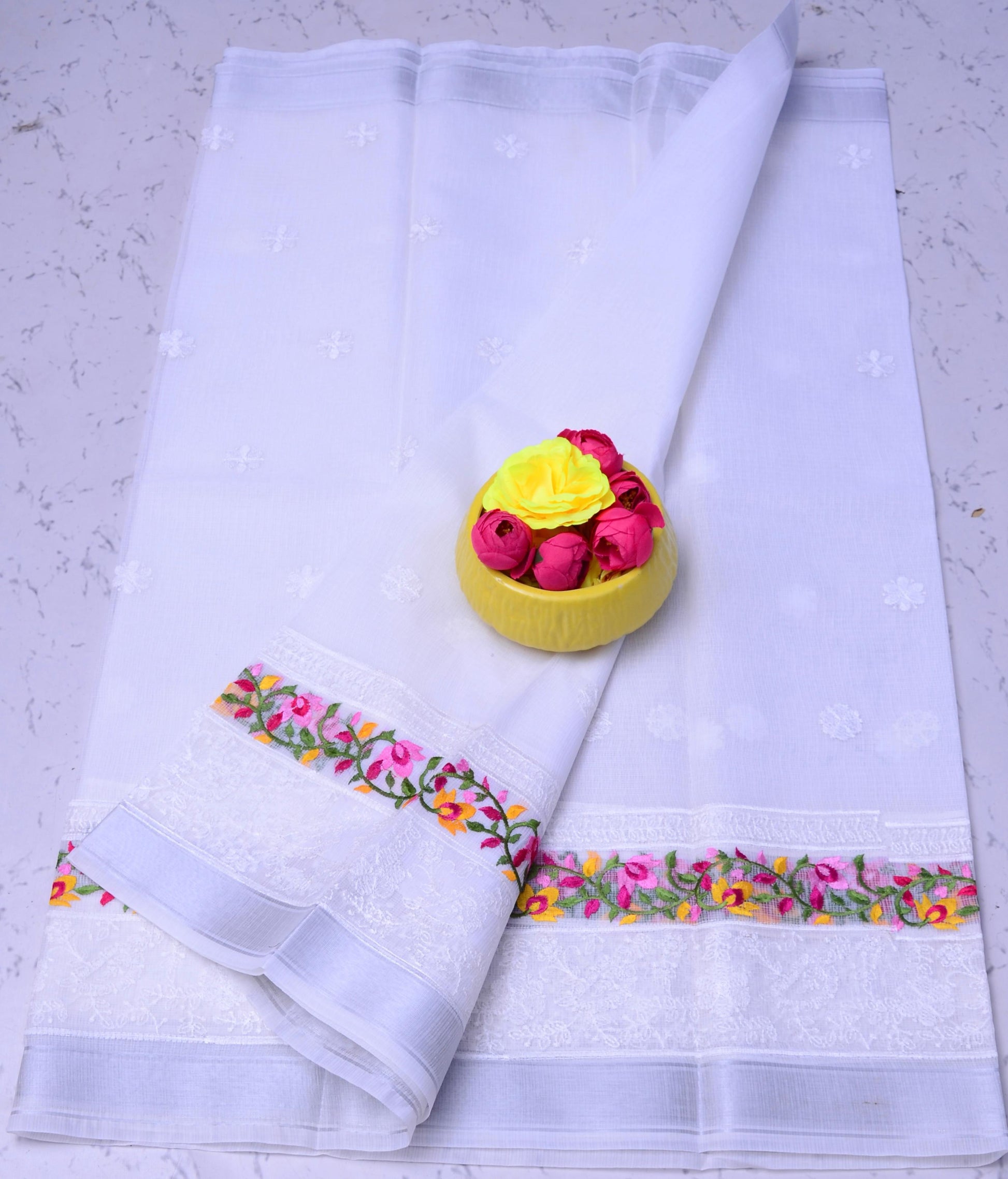 Kota Doria Embroidery Saree