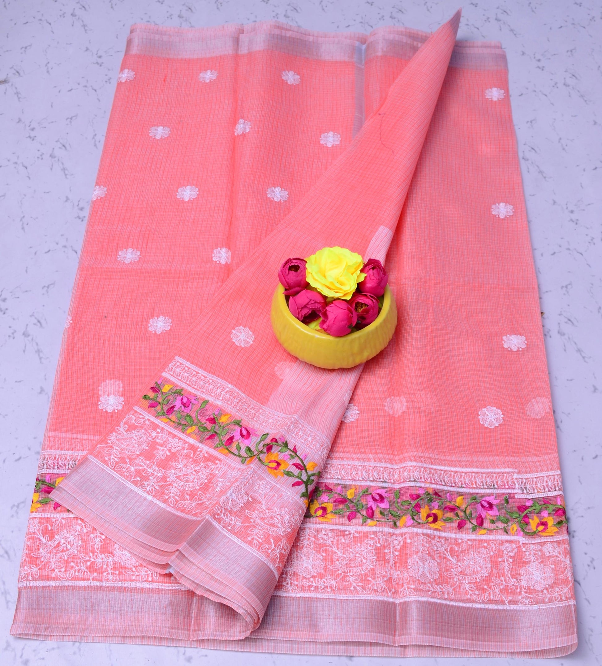 Kota Doria Embroidery Saree