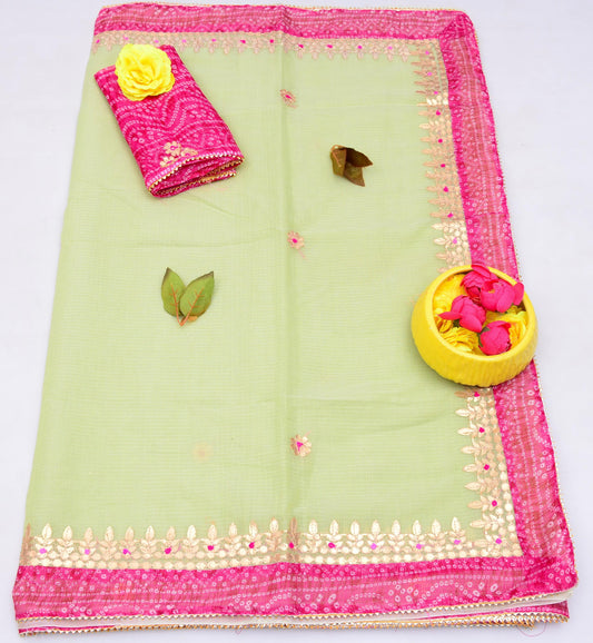 Kota Doria Gotta Patti Work Saree