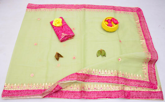 Kota Doria Gotta Patti Work Saree