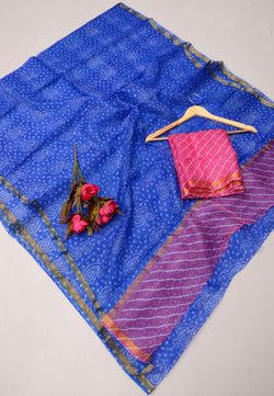 Pure Silk Kota Doria Bandhej Leheriya Saree