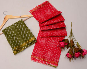 Pure Silk Kota Doria Bandhej Leheriya Saree