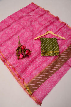 Pure Silk Kota Doria Bandhej Leheriya Saree