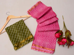 Pure Silk Kota Doria Bandhej Leheriya Saree