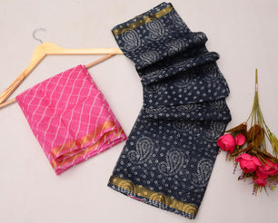 Pure Silk Kota Doria Bandhej Leheriya Saree