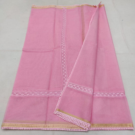 Pure Cotton Kota Doria Saree with Hand Dye & Crochet Lace