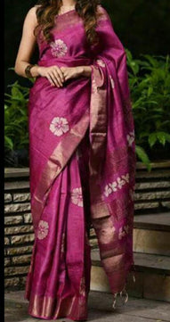 Pure Tussar Silk Saree with Zari Border – Silk Mark Certified