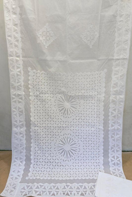 Applique Work Organdy Cotton Saree