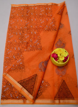 Kota Doria Hand Block Print Saree