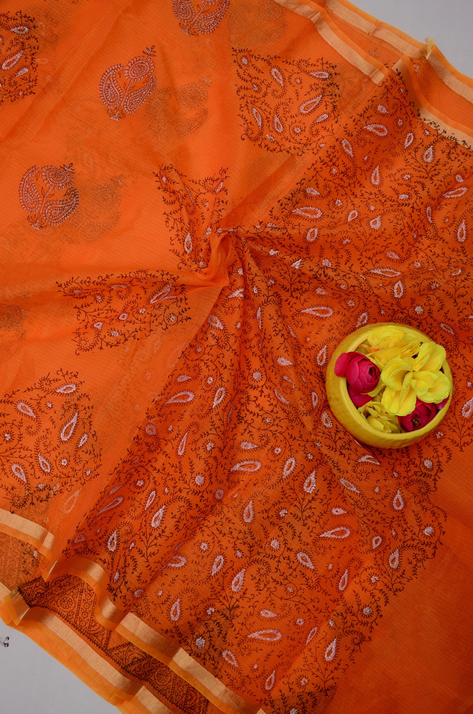 Kota Doria Hand Block Print Saree