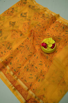 Kota Doria Hand Block Print Saree