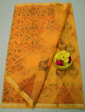 Kota Doria Hand Block Print Saree