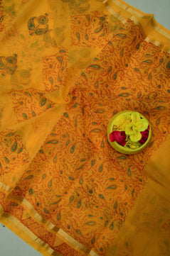 Kota Doria Hand Block Print Saree