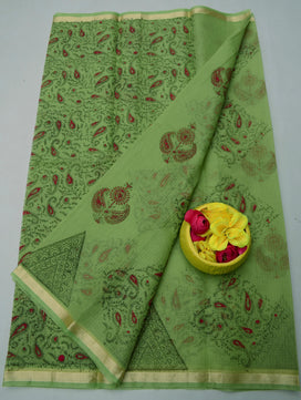 Kota Doria Hand Block Print Saree
