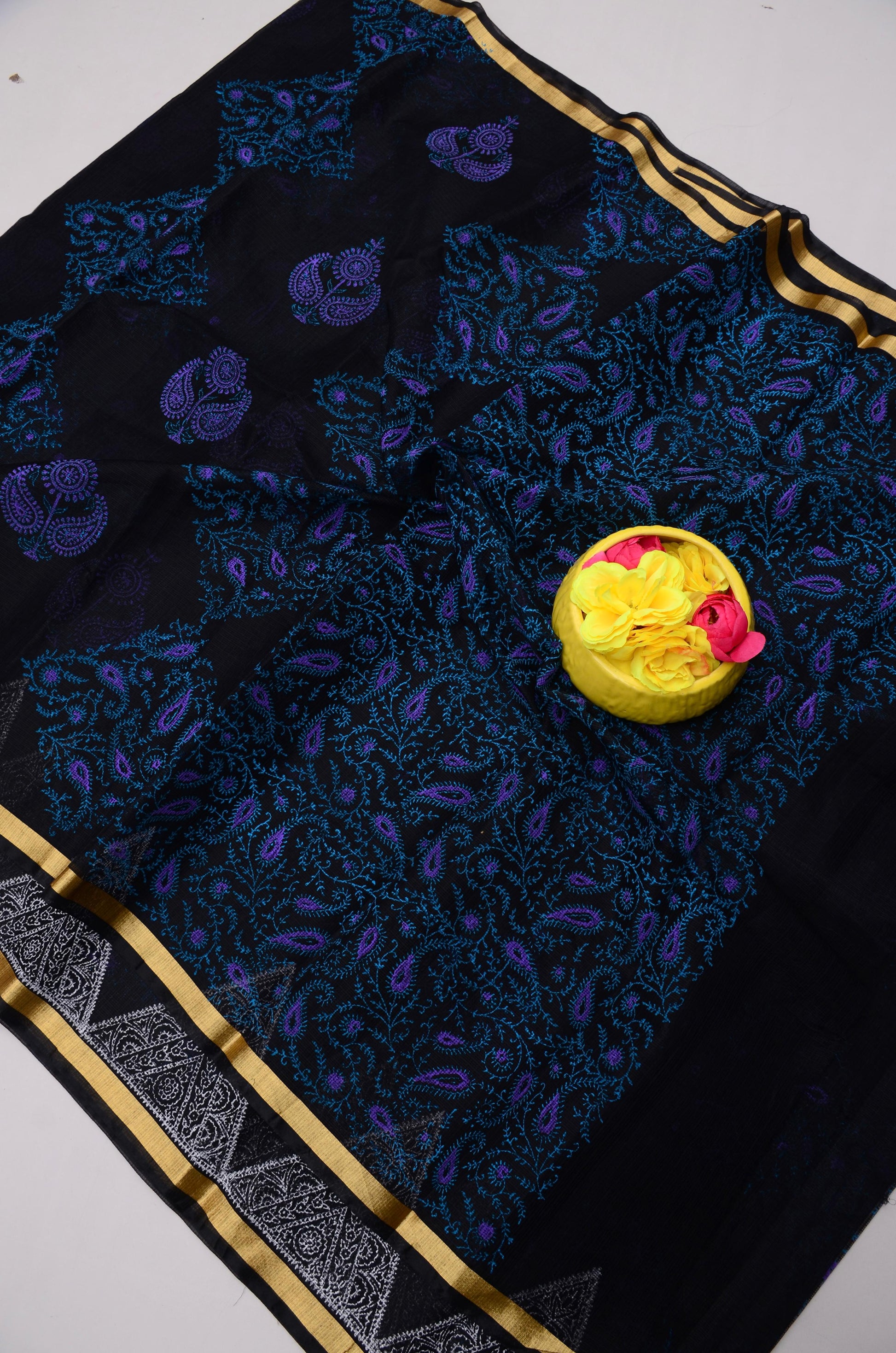 Kota Doria Hand Block Print Saree