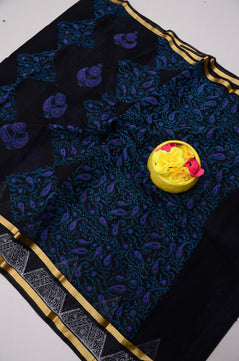 Kota Doria Hand Block Print Saree