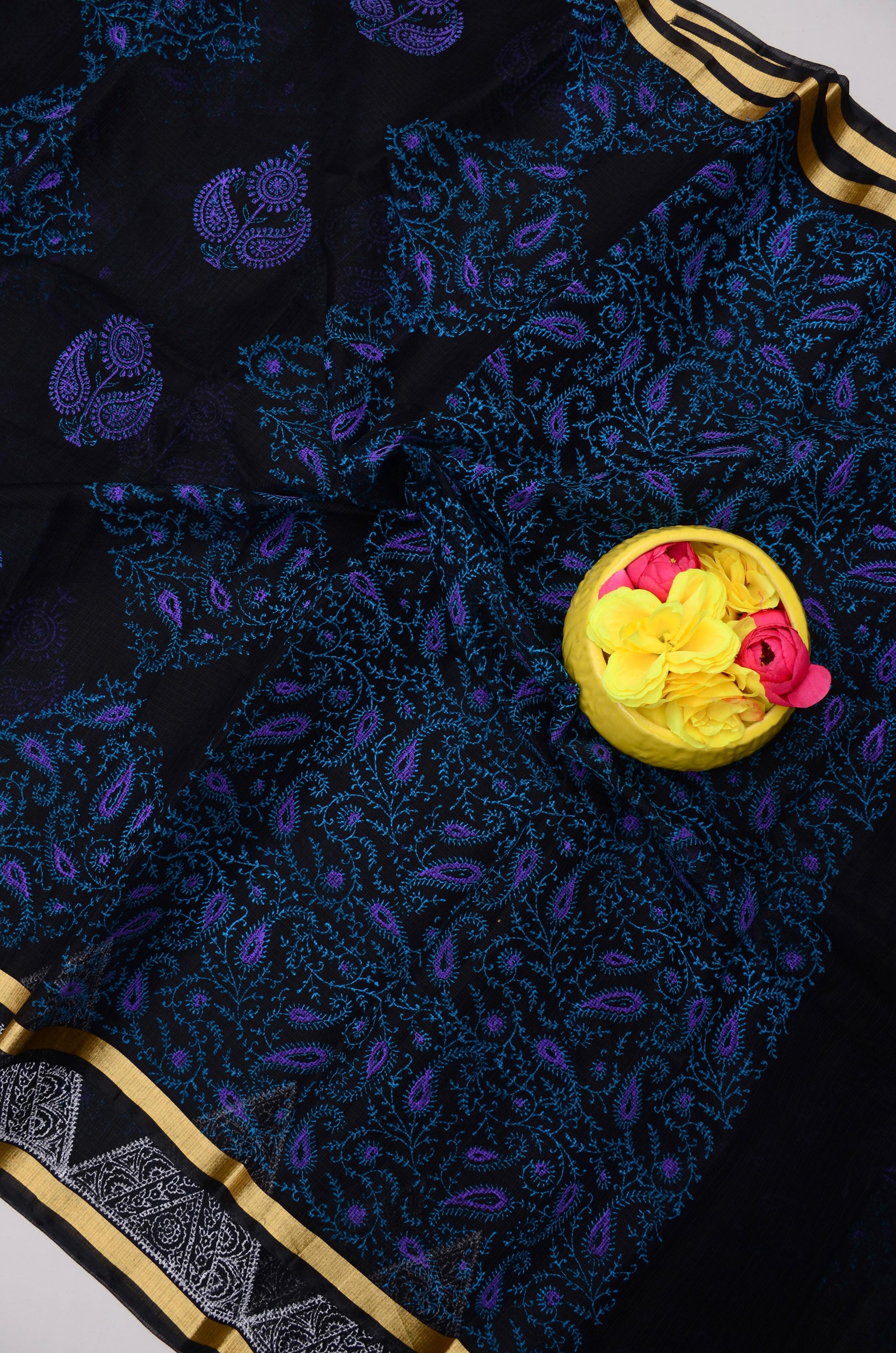 Kota Doria Hand Block Print Saree