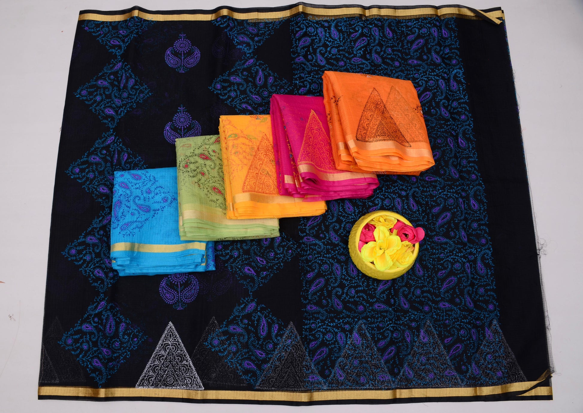 Kota Doria Hand Block Print Saree
