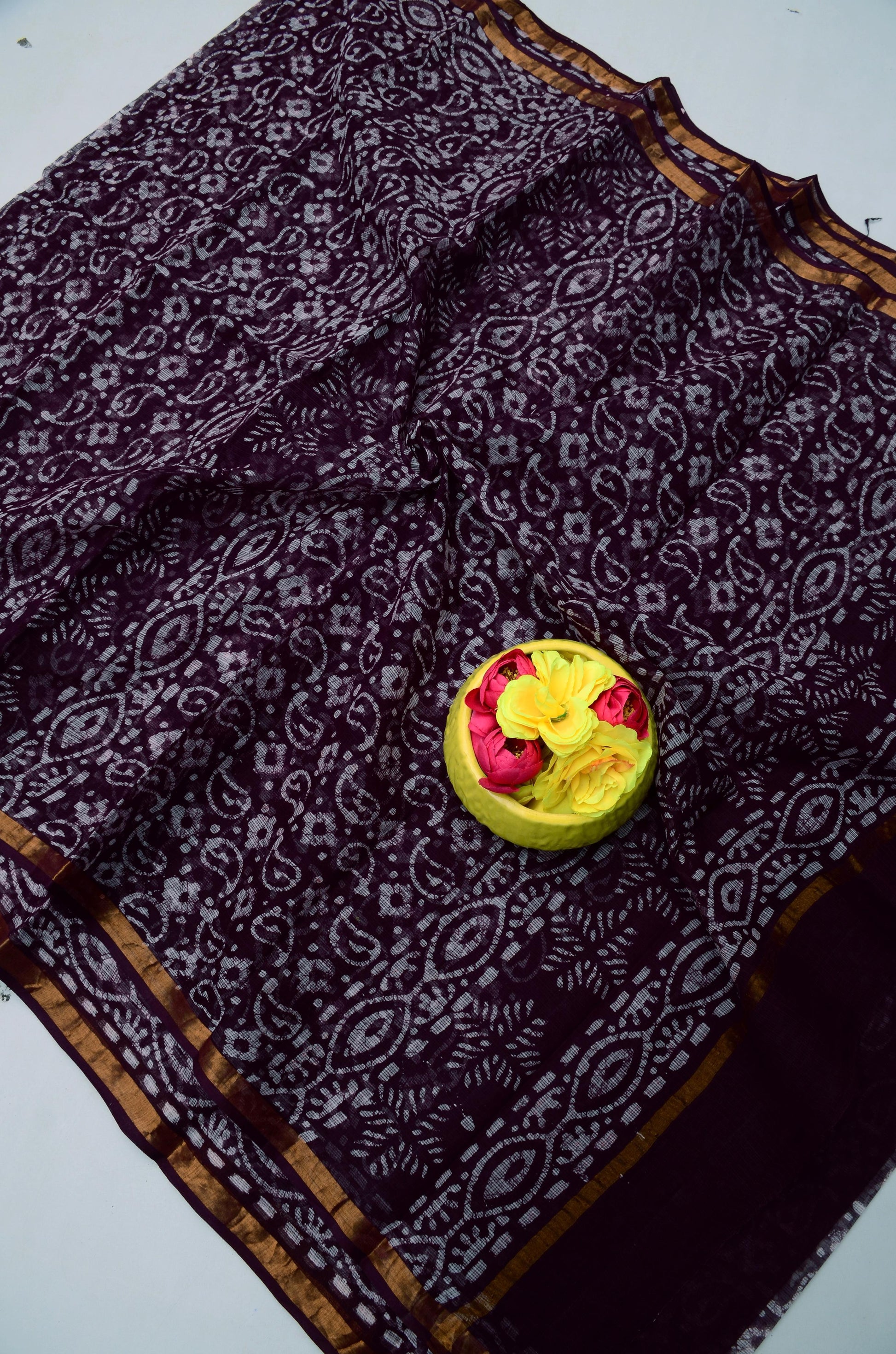 Pure Cotton Kota Doria Saree with Batik Print