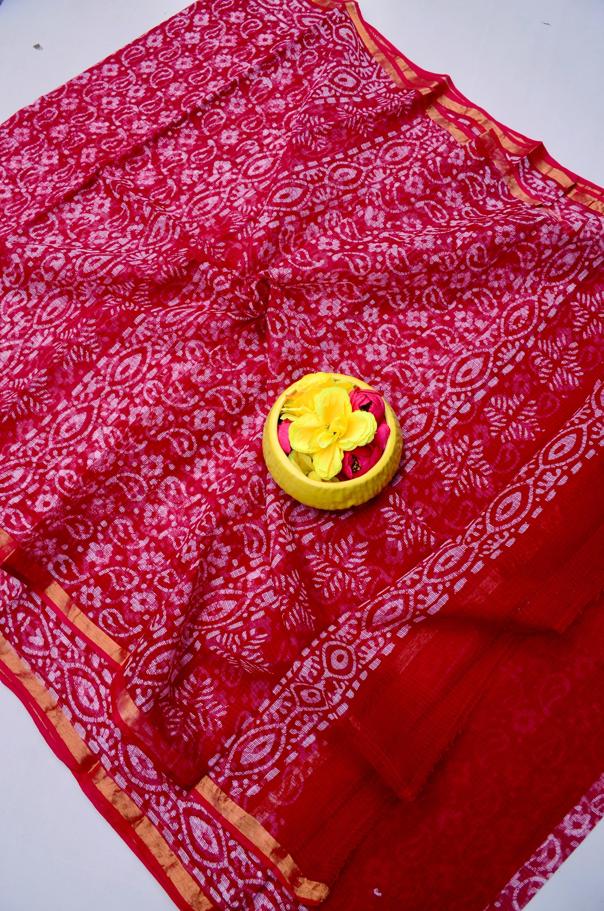 Pure Cotton Kota Doria Saree with Batik Print