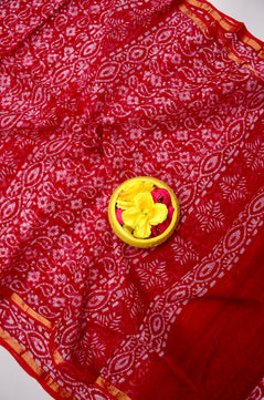 Pure Cotton Kota Doria Saree with Batik Print