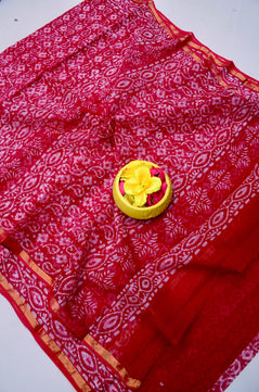 Pure Cotton Kota Doria Saree with Batik Print