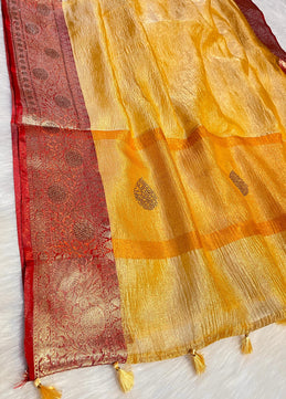Crushed Tissue Saree with Sparkling Stone Work