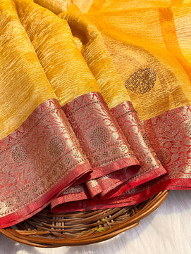 Crushed Tissue Saree with Sparkling Stone Work