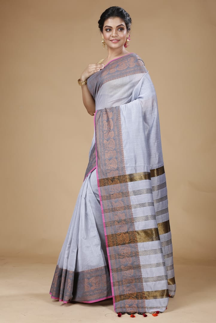 Handloom Pata Copper Zari Saree