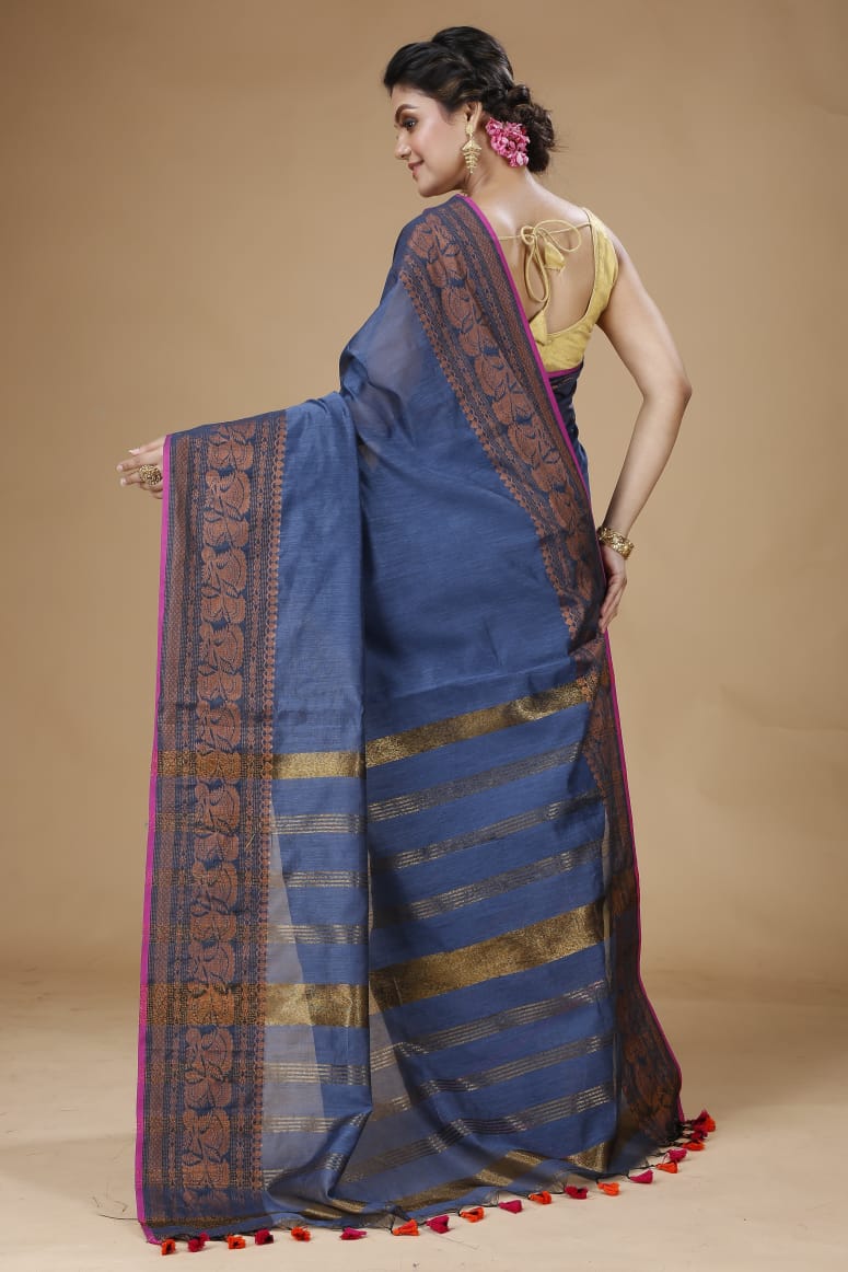 Handloom Pata Copper Zari Saree
