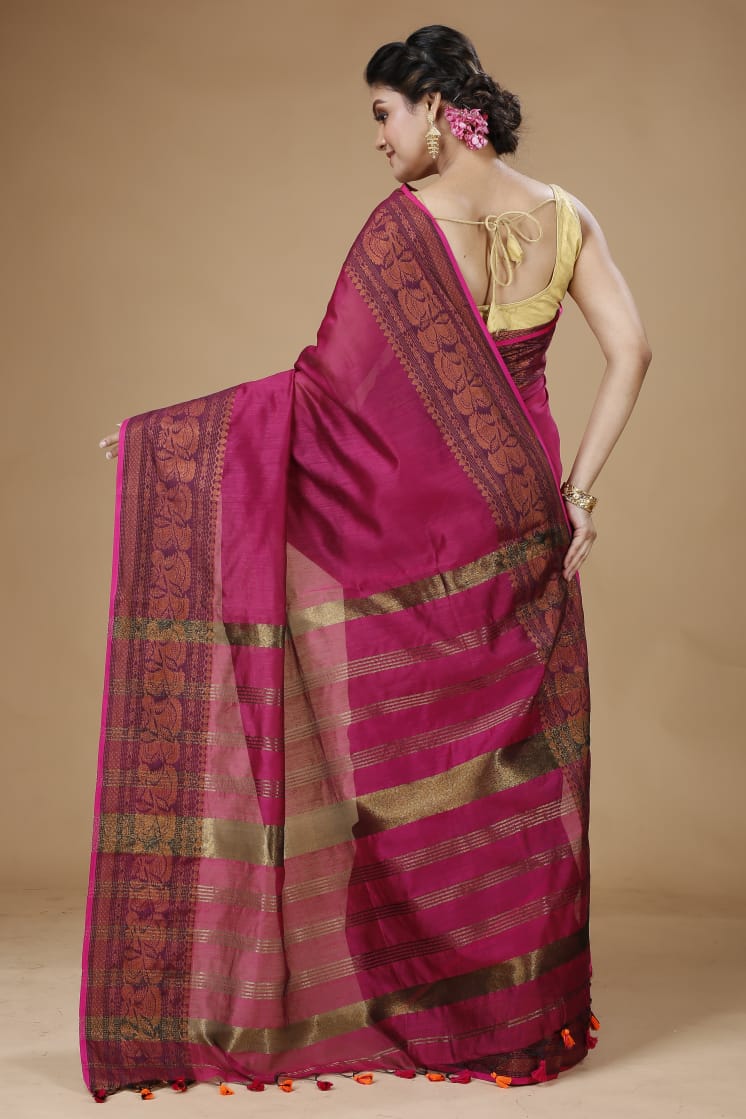 Handloom Pata Copper Zari Saree