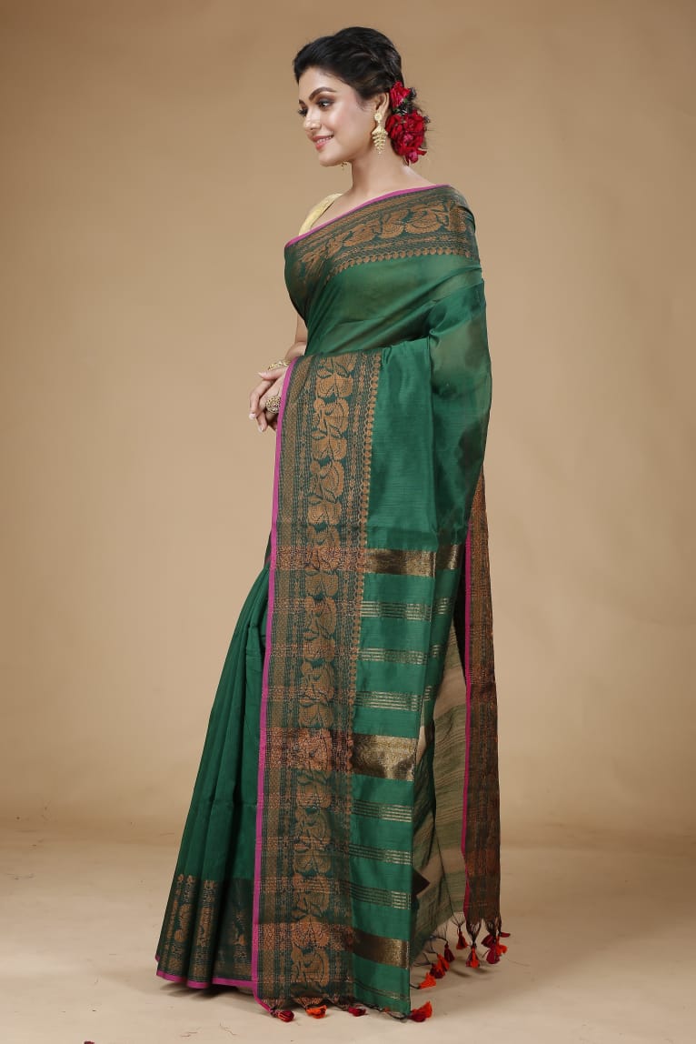 Handloom Pata Copper Zari Saree