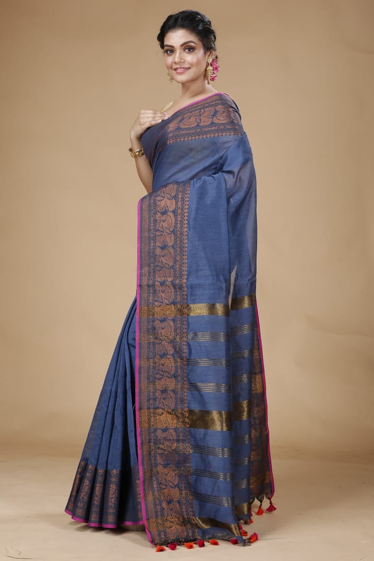 Handloom Pata Copper Zari Saree