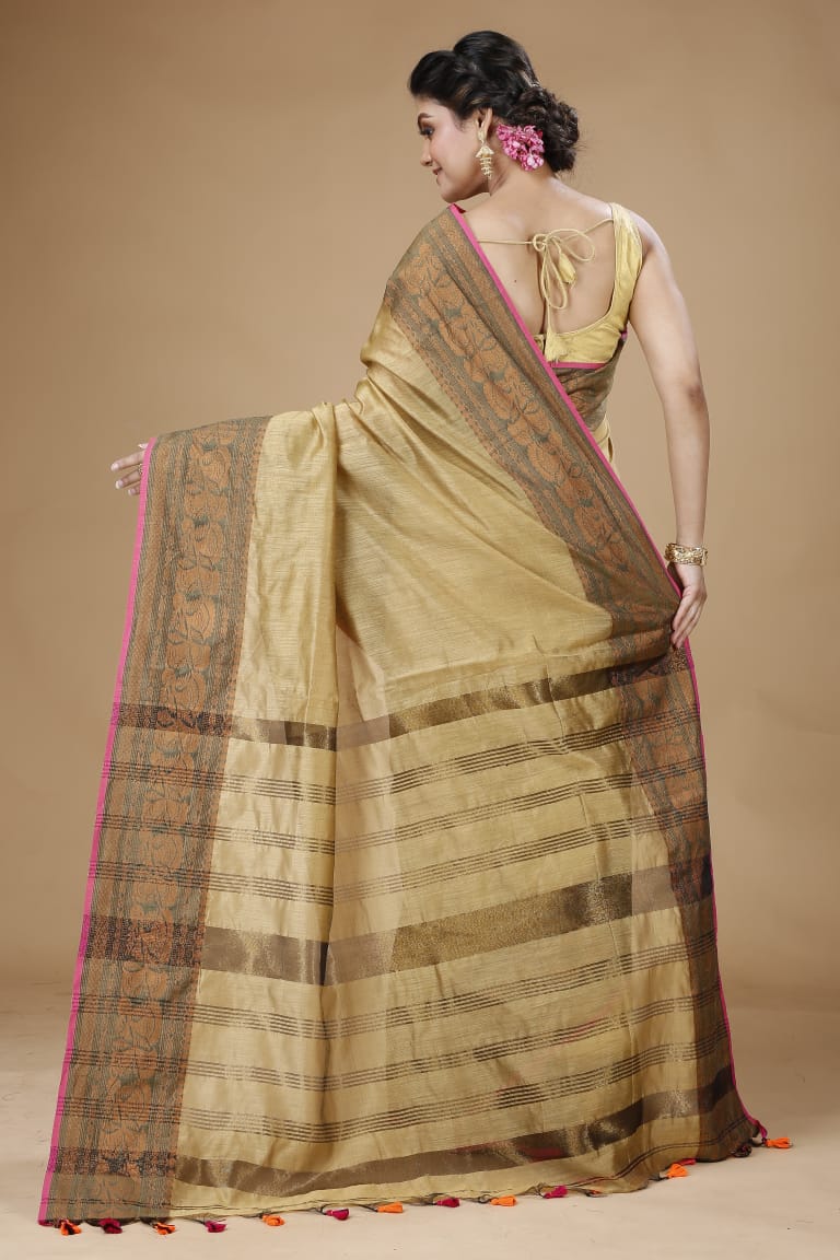Handloom Pata Copper Zari Saree