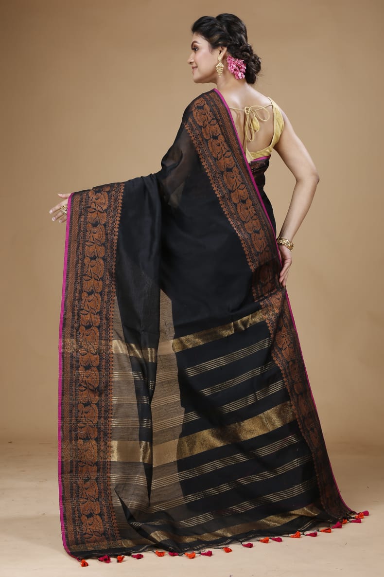 Handloom Pata Copper Zari Saree
