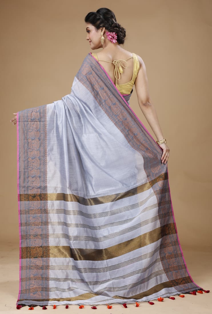 Handloom Pata Copper Zari Saree