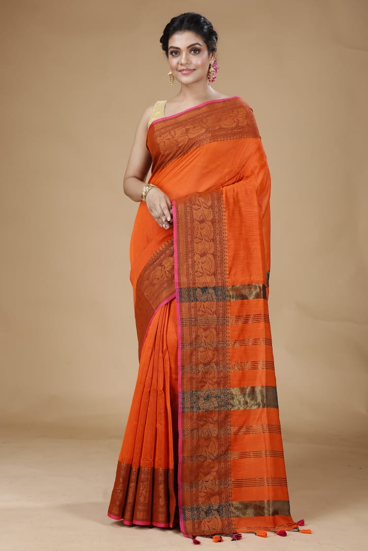 Handloom Pata Copper Zari Saree