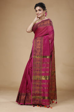 Handloom Pata Copper Zari Saree